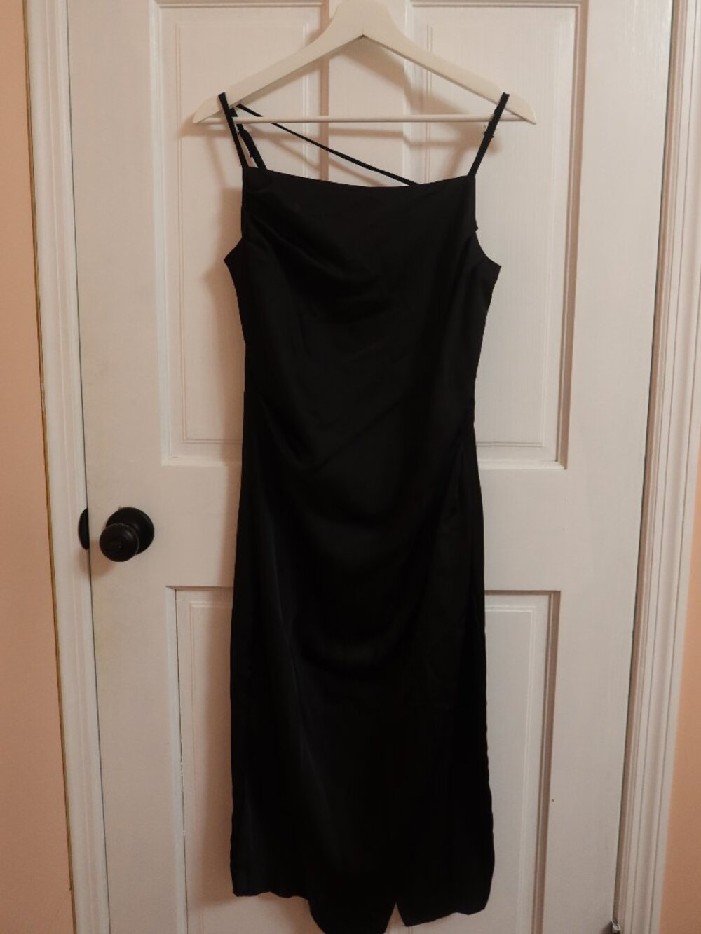 Black maxi dress with asymmetric detailing